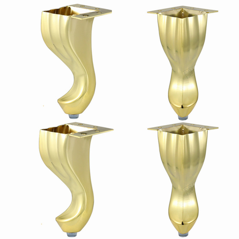 4 Stuks Goud Meubels Benen Sofa Voeten Hollow Carving Voor Salontafel Haarspeld Benen Tv Stands Cabine Niveau Feets 14cm Met Schroef