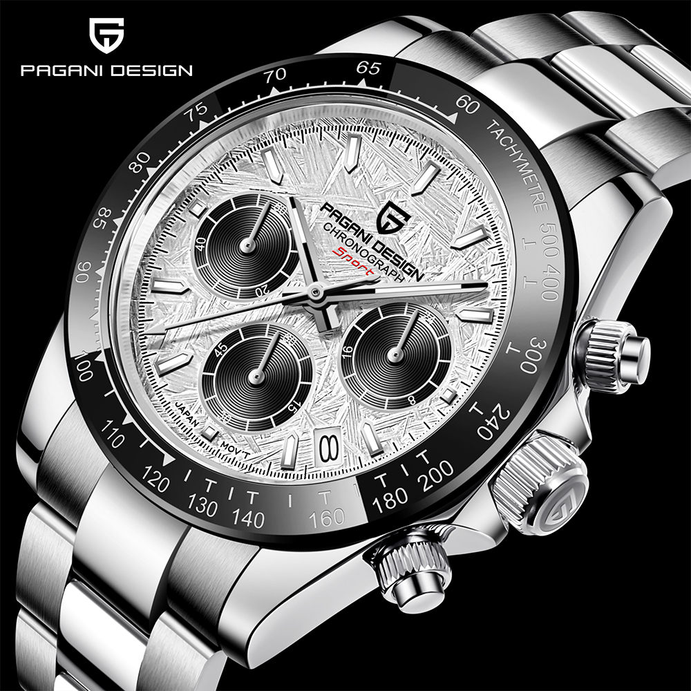 40mm novo design v2 pagani relógios de quartzo masculino safira retro cronógrafo aço inoxidável à prova dwaterproof água relógio masculino relogio masculino