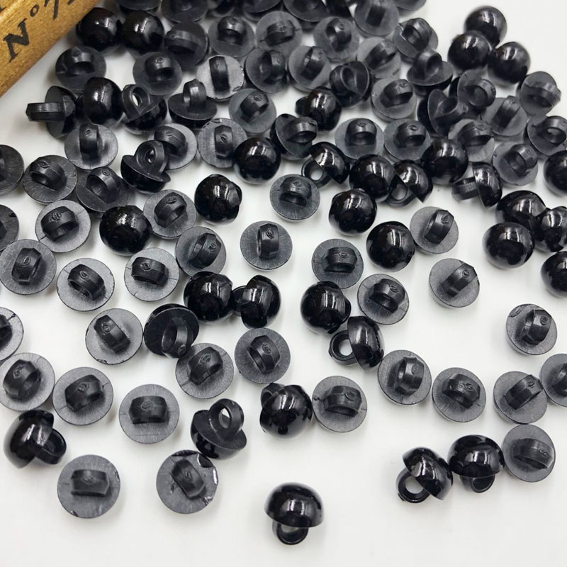 50Pcs 8Mmเห็ดสีดำปุ่มShankพลาสติกตกแต่งNegro DIYเย็บตาสำหรับตุ๊กตาของเล่นตาPT254