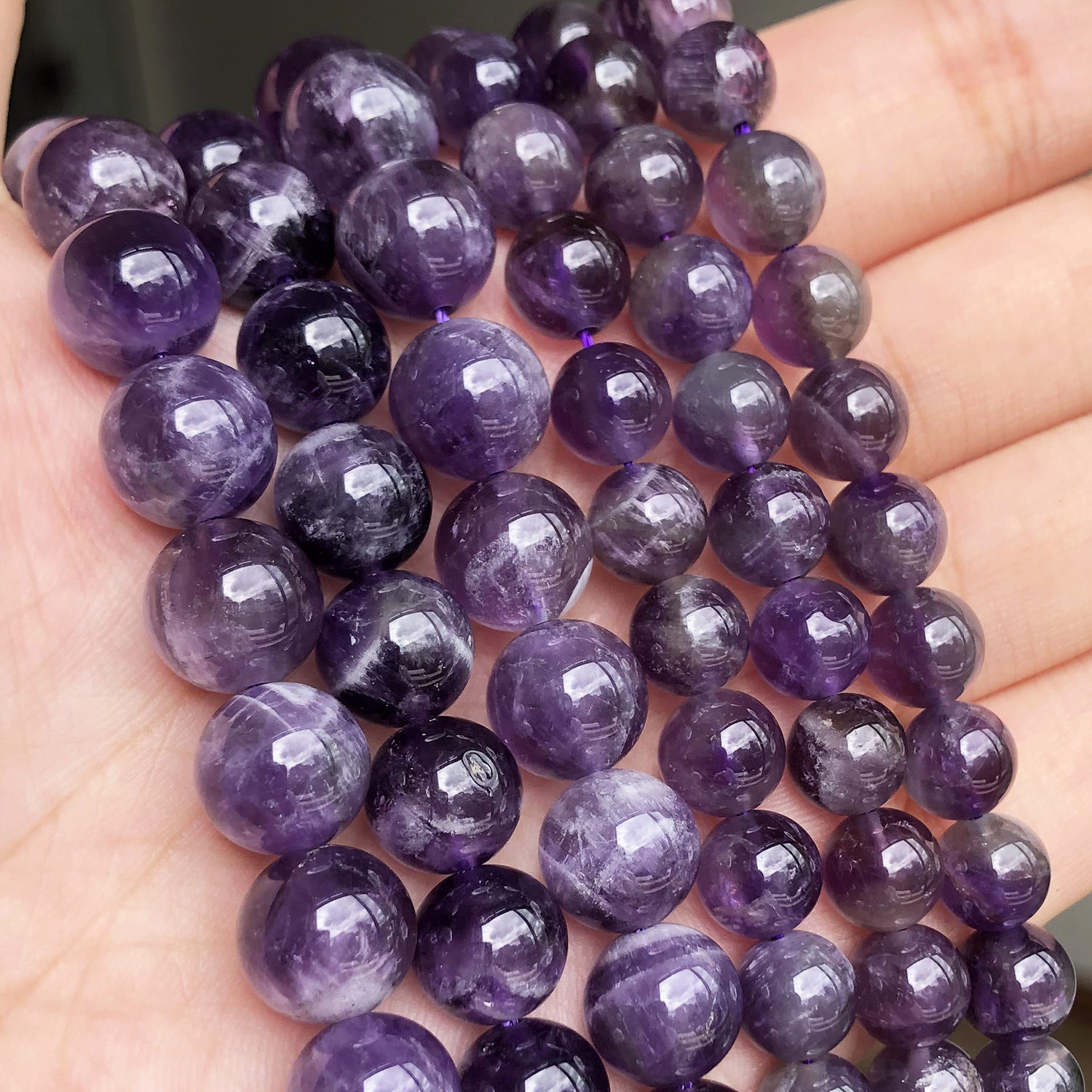 Kamień naturalny Fioletowe ametysty Luźne koraliki do tworzenia biżuterii Kwiatowe okrągłe koraliki Akcesoria do bransoletek DIY 4 6 8 10 12 mm