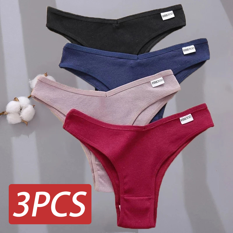 FINETOO 3 Cái/bộ Quần Lót Nữ Cotton Brasil Quần Lót Nữ Gợi Cảm V Eo Nữ Thông Quần Lót Nữ Thân Mật Quần Lót