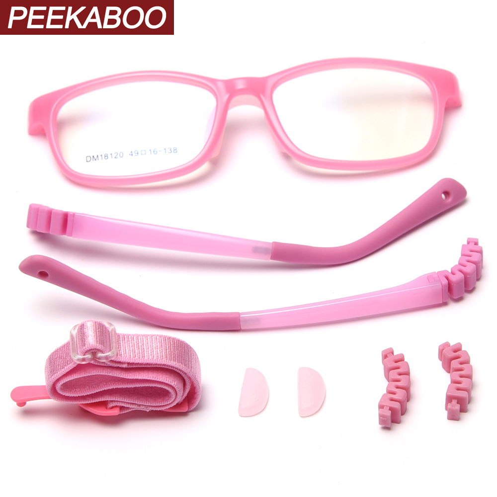 Occhiali da vista Peekaboo per bambina, montatura in TR90, lenti trasparenti antiscivolo, montature per occhiali da vista quadrate per bambini, regali per ragazzi, blu, rosa