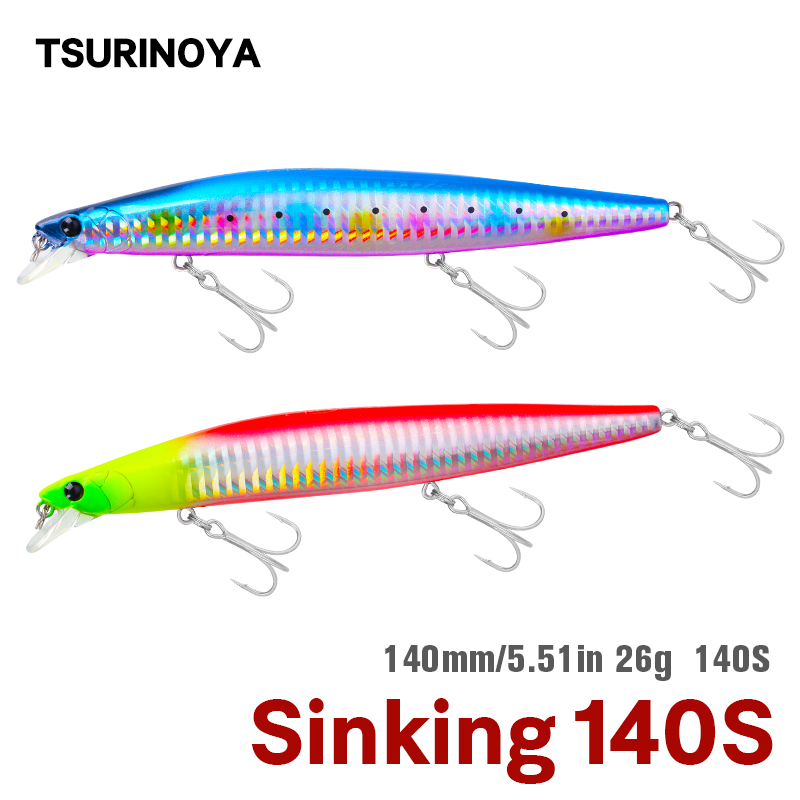TSURINOYA Top Vissen Lokken Zinkende Minnow DW92 140mm 26g Zoutwater Zwarte Bas Snoek Lange Casting Hard aas Wolfraam Gewicht