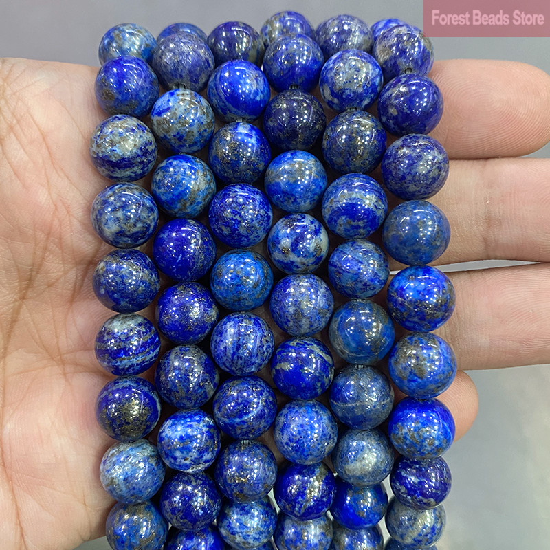 Pedra natural sem tingida lápis-lazúli redondo contas soltas para fazer jóias diy pulseira brincos acessórios 15 ''4/6/8/10/12mm
