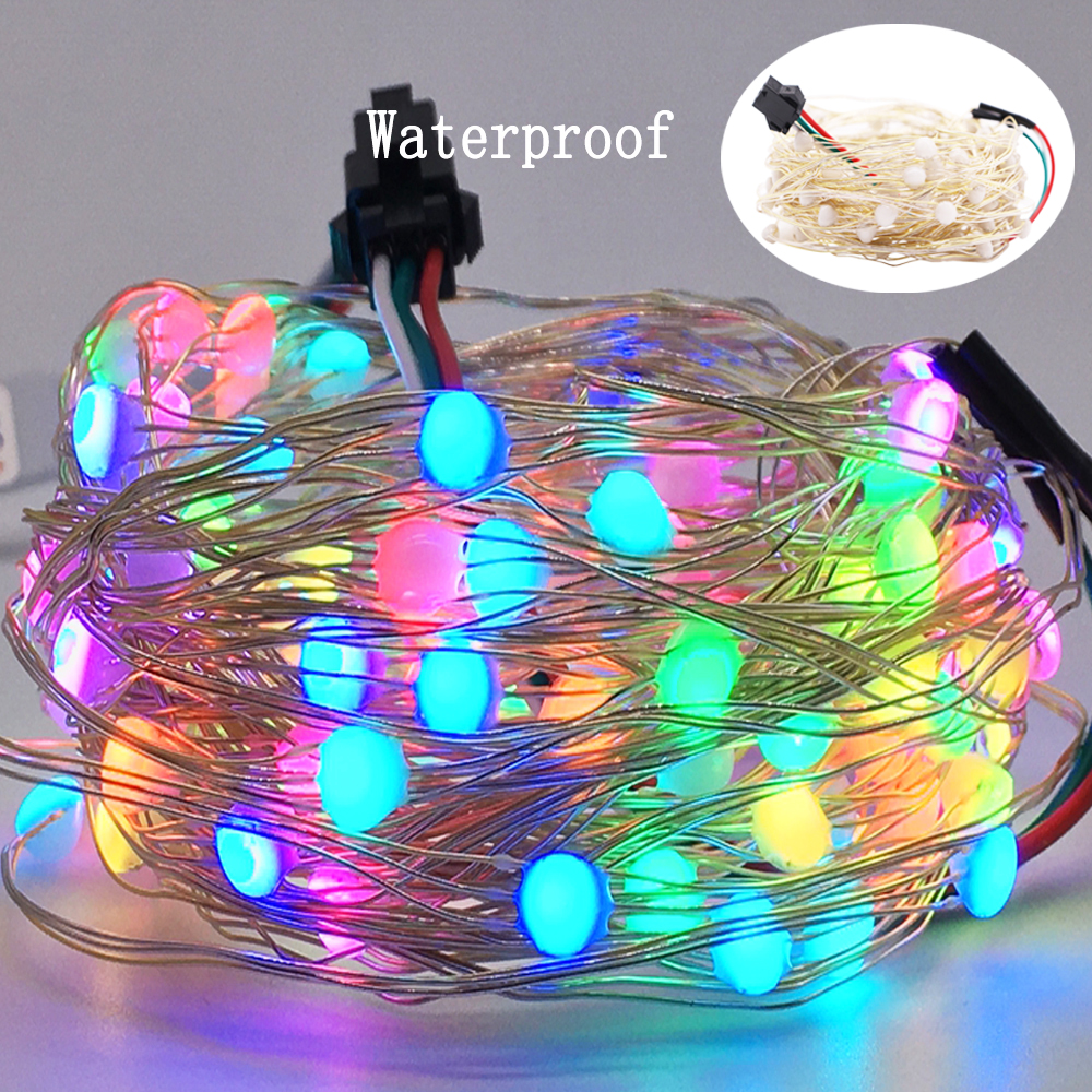 DC5V SK6812 Cadena de luces LED de Navidad para dormitorio WS2812B RGB luz Led Bluetooth a todo Color direccionable individualmente 2/5/10m