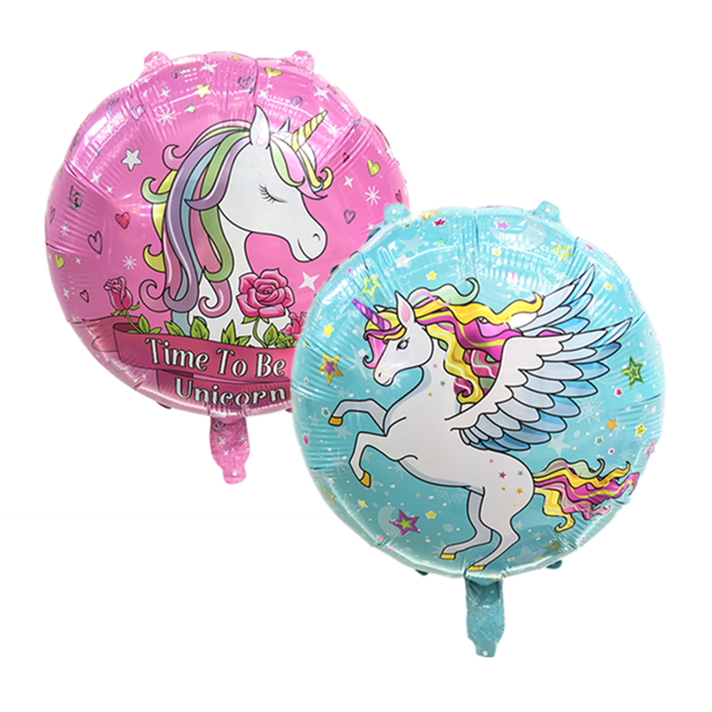 2/5 sztuk 18 cali okrągła kula Pegasus flaming jednorożec aluminiowe balony balony dekoracyjne na przyjęcie urodzinowe dla dzieci