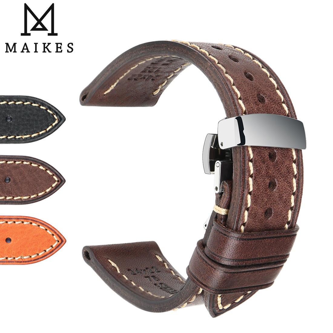Correa de reloj hecha a mano de lujo, correa de reloj de cuero de vaca auténtico con hebilla de mariposa para correas de reloj Hamilton SEIKO Citizen