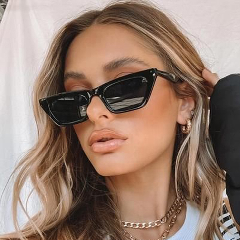 Vintage Cat Eye Sonnenbrille Frau Retro Shades Schwarz Sonnenbrille Weibliche Mode Kleine Rahmen Spiegel Platz Oculos De Sol