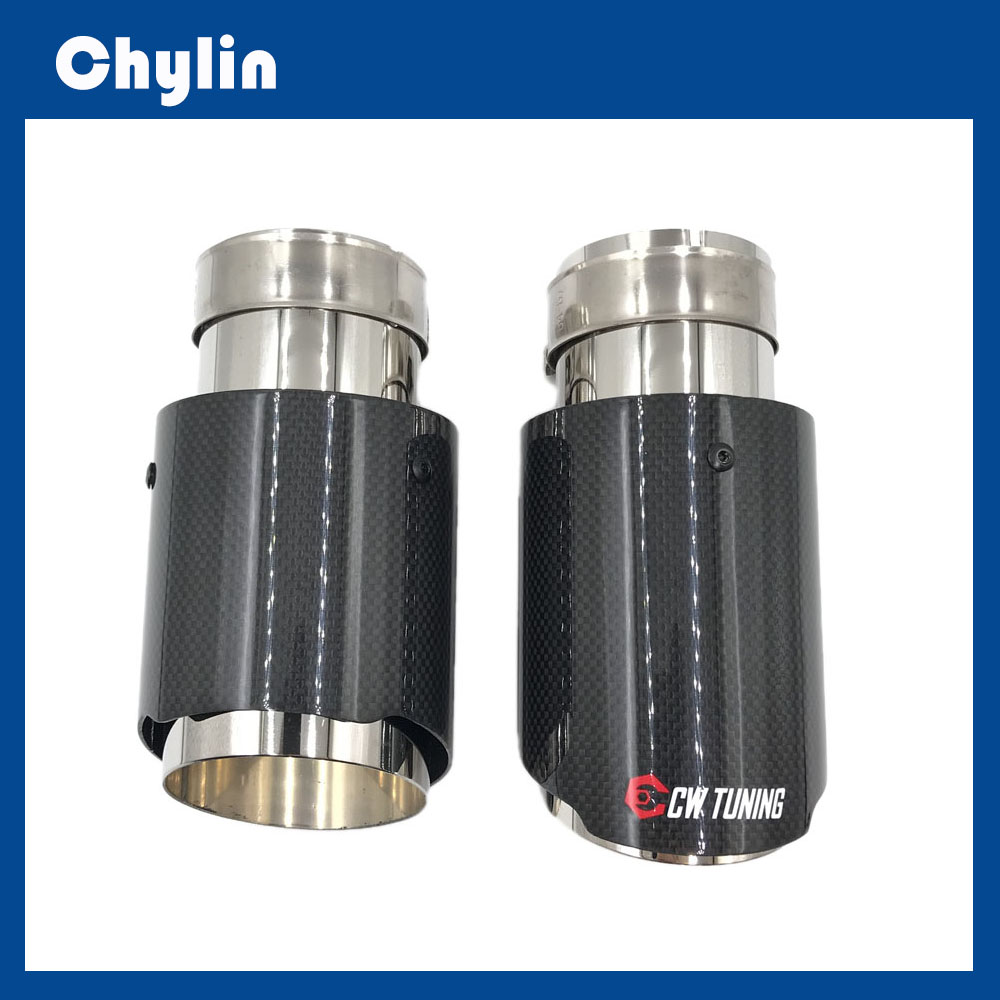 Sistema de escape de carbono brillante para coche, tubos de escape universales rectos de acero inoxidable plateado para Ak Golf 7, 1 unidad