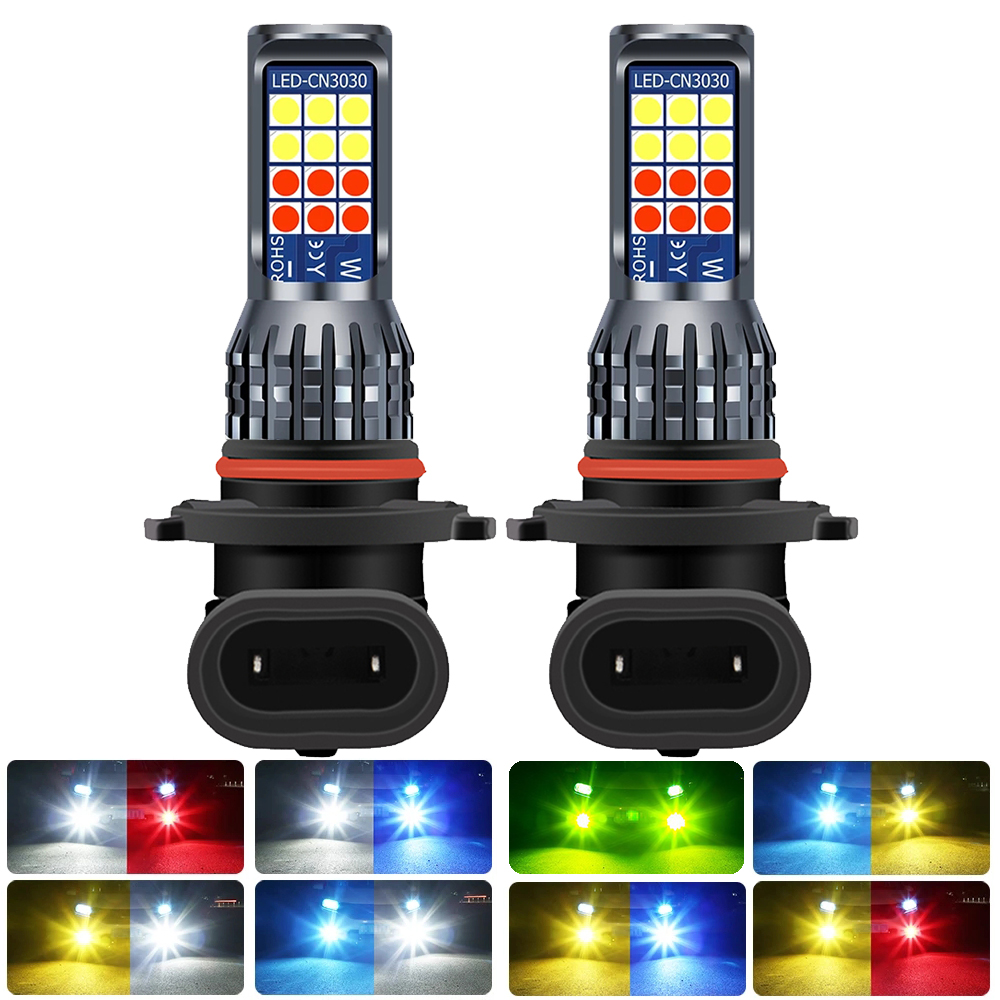2x HB3 HB4 9006 9005 H11 H8 H16 หมอกไฟหลอดไฟ LED 2 สีรถโคมไฟสีเหลืองสีขาวสีเขียวสําหรับ SKODA HYUNDAI TOYOTA NISSAN VW