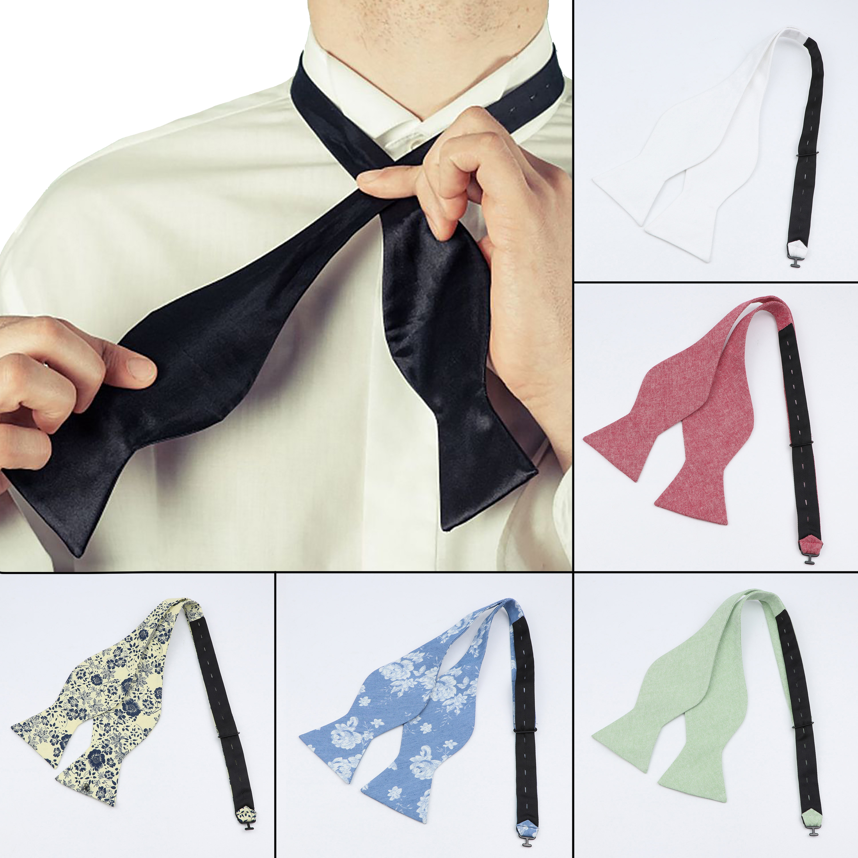 Bowties ajustável auto gravata borboleta artesanal cor sólida floral homens bowtie de algodão clássico festa de casamento de negócios laços bowknot presente