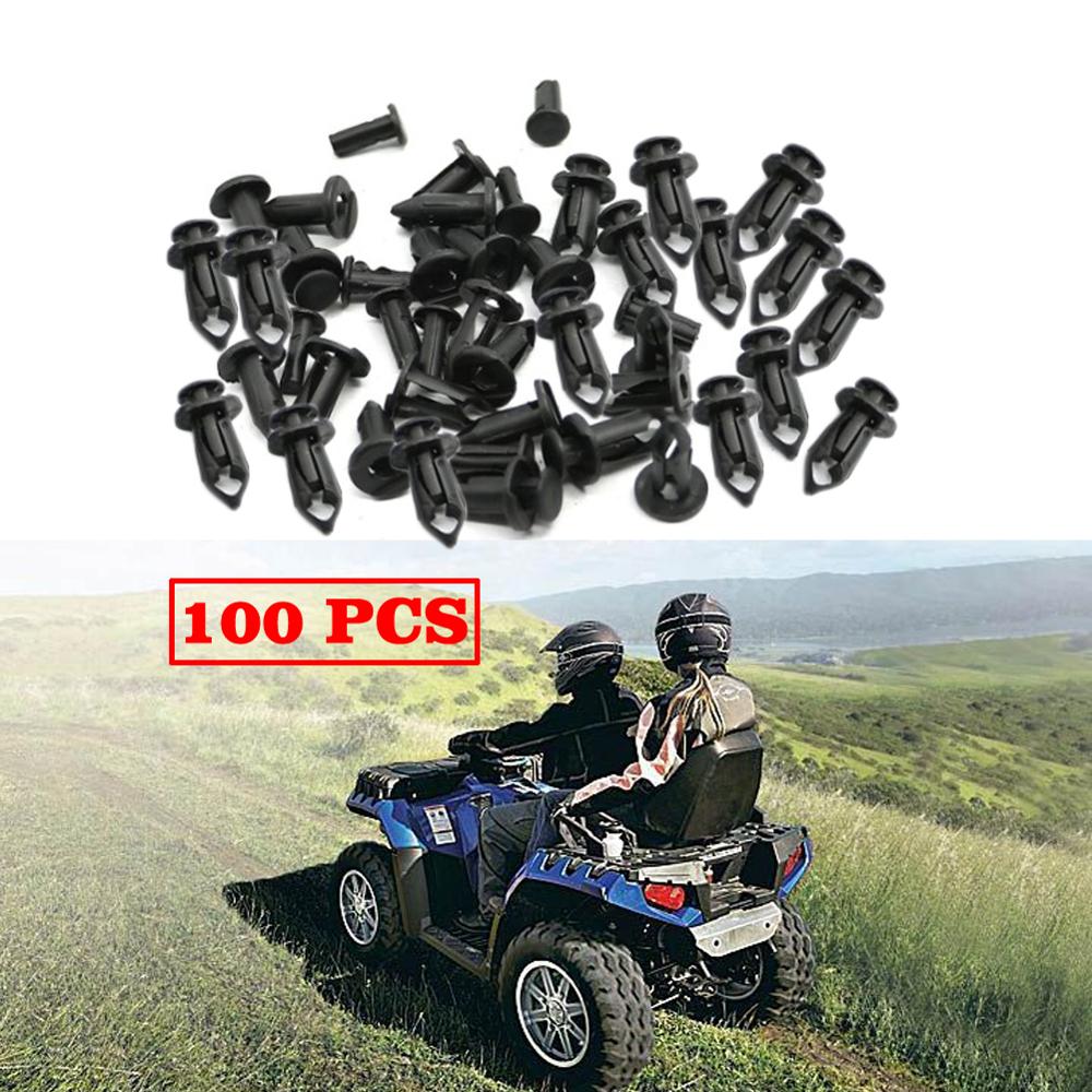 Polaris sportsman xp rangers rzr用atvバンパークリップ,100個,8mmカーバンパー,ボディトリムパネルネジ