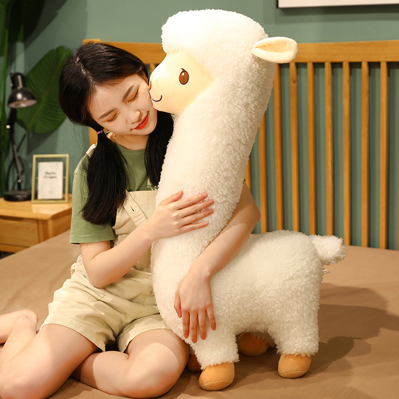 33/53ซม.สีขาวและสีน้ำตาล Alpaca Plush ตุ๊กตาสัตว์น่ารักตุ๊กตาผ้าฝ้ายนุ่มตุ๊กตาตุ๊กตานุ่ม sleeping ตุ๊กตาตุ๊กตาของเล่น