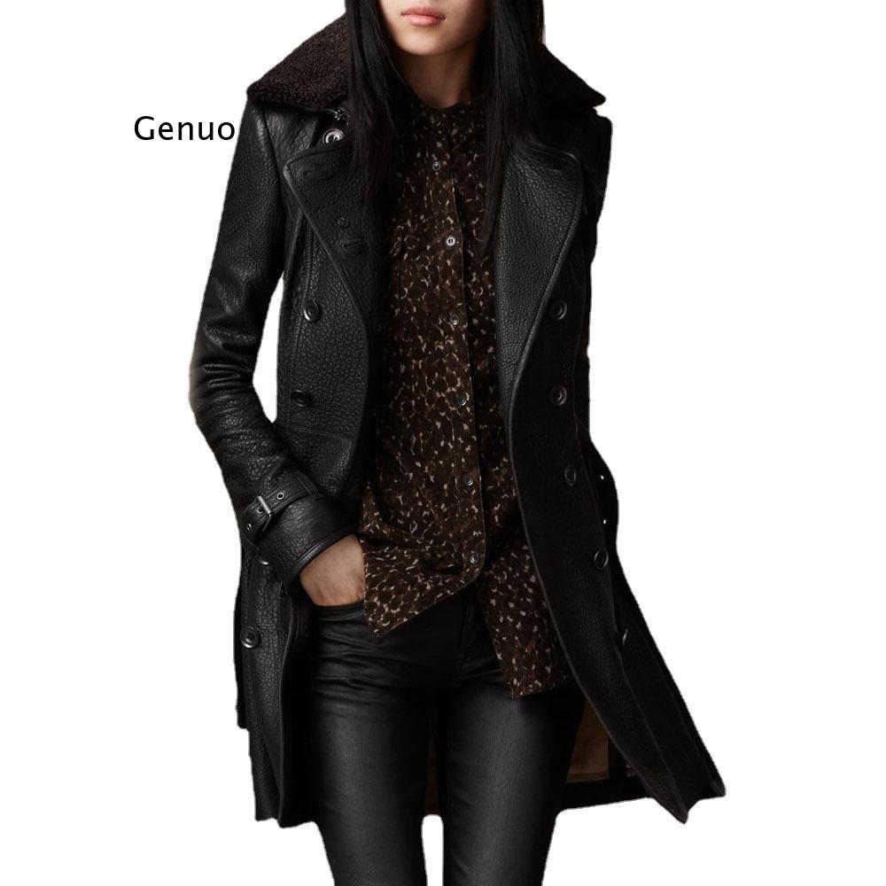 Chaqueta larga de Pu para mujer, chaquetas de piel sintética, abrigo de motocicleta a la moda, cazadora negra gótica de otoño, prendas de vestir 2021