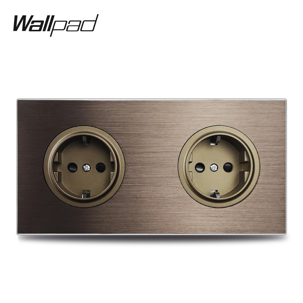 Wallpad L6 172*86 мм электрическая розетка коричневая матовая алюминиевая панель двойные настенные розетки европейского стандарта