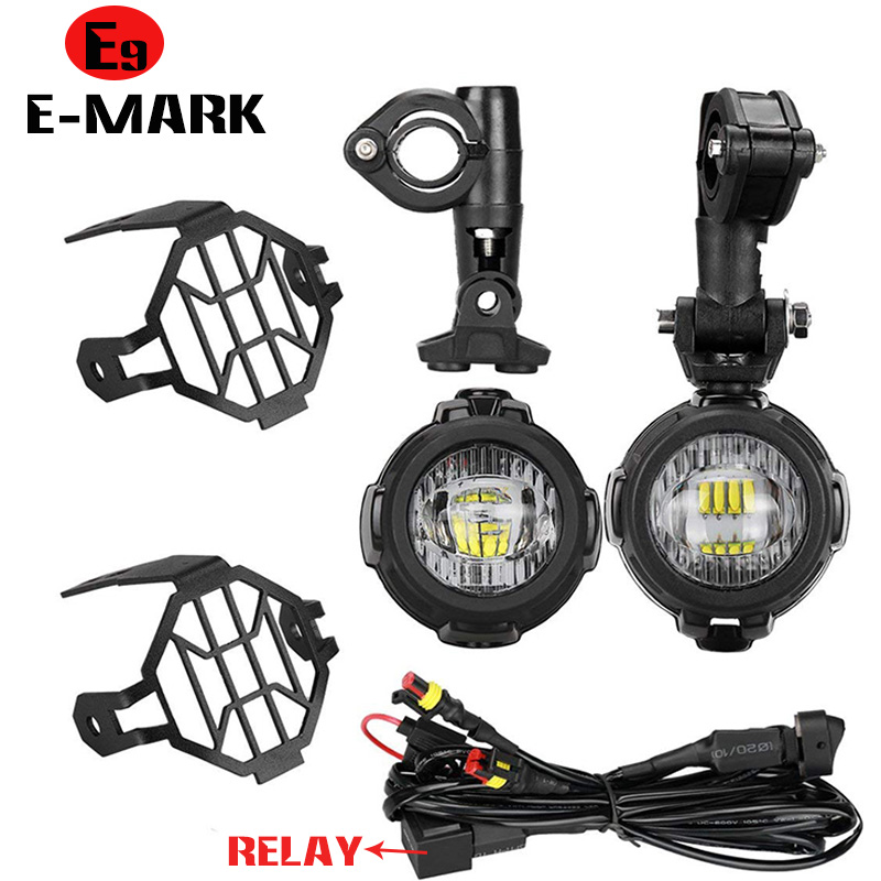 E9 Mark Motorrad LED Nebel Lichter Für BMW R1250GS ADV F800GS R1250GS LC Yamaha MT07 MT09 Hilfs Licht Assemblie
