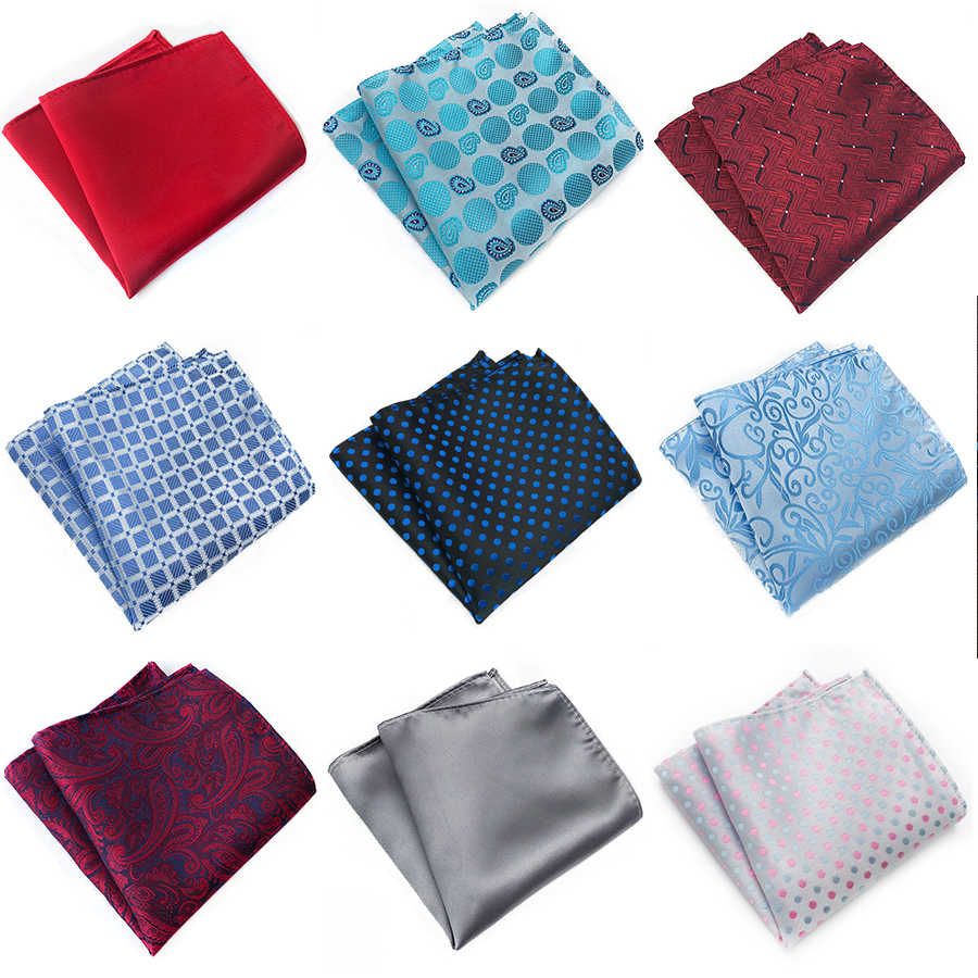 GUSLESON Männer der Mode Seide Soild Dot Print Taschentücher Business Casual Platz Taschen Taschentuch Hochzeit Taschentücher