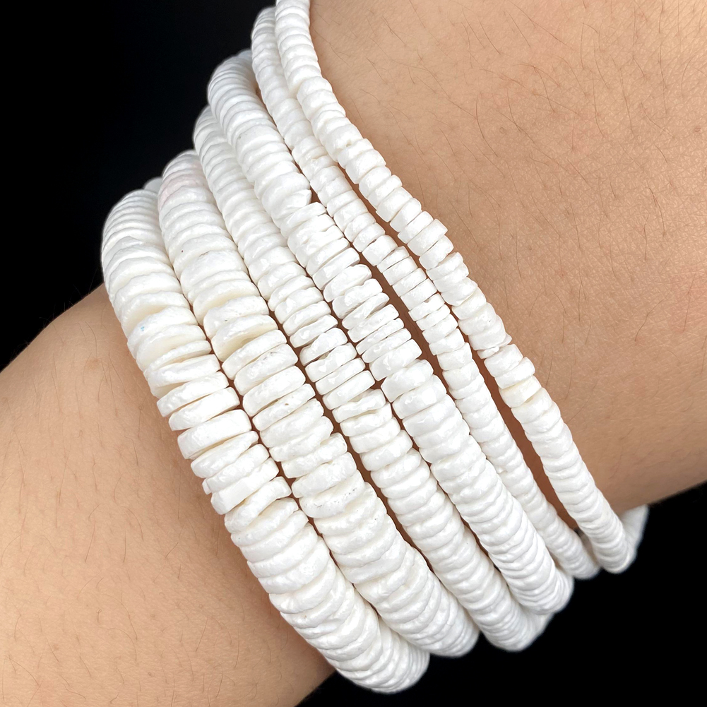 Concha blanca Natural, cuentas espaciadoras de forma redonda de concha de nácar para fabricación de joyería, collar de pulsera DIY hecho a mano de 4/6/8mm