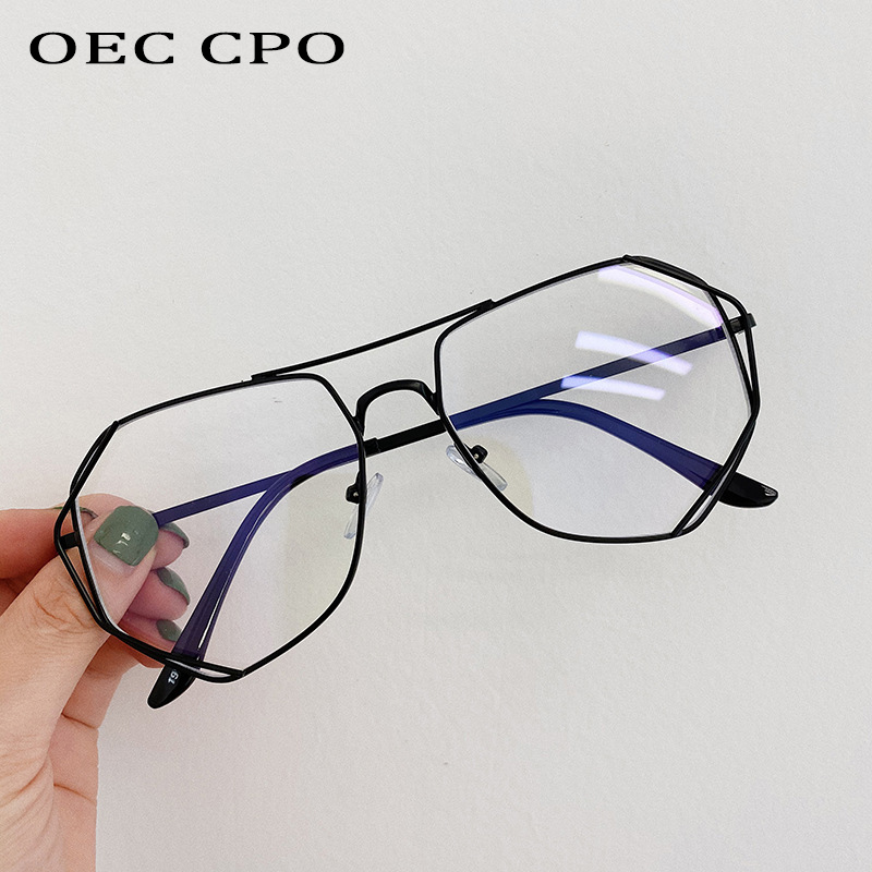 OEC CPO โปร่งใส Anti-Blue Light กรอบแก้วแฟชั่นสำหรับผู้หญิงสแควร์แว่นตาชาย Vintage Optics แว่นตาหญิง Gafas