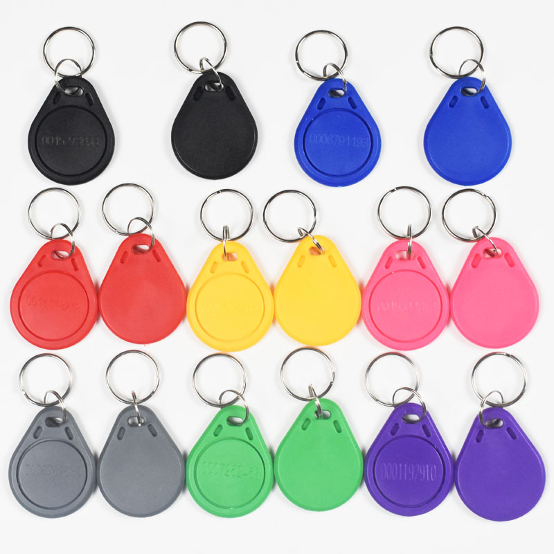 20 unids/lote 125Khz RFID proximidad EM tarjeta de identificación Token TK4100 etiquetas llaveros para Control de acceso tiempo de asistencia