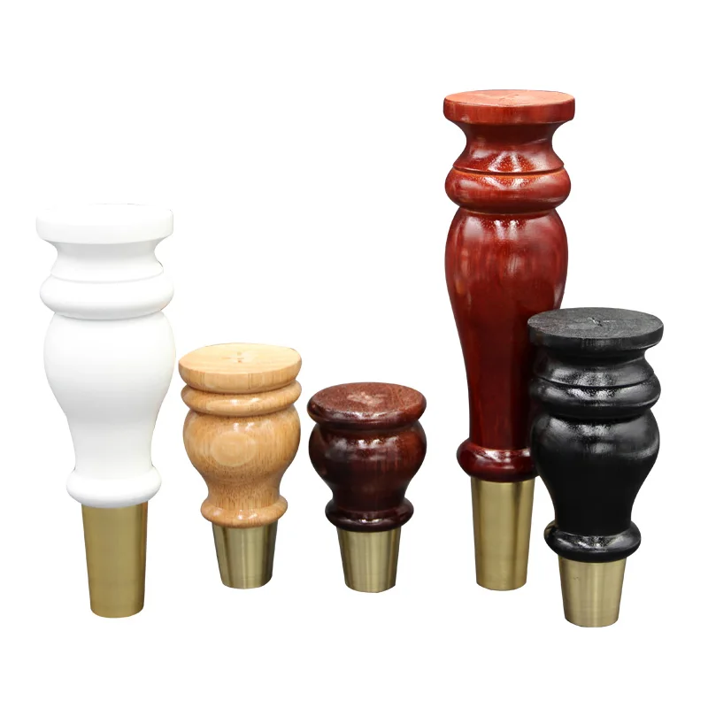 4pcs/lot Wooden Sofa Legs Cabinet Feet with Gold Covers Wardrobe Leg Wood Holder For Furniture TV cabinet Foot Side Table Leg