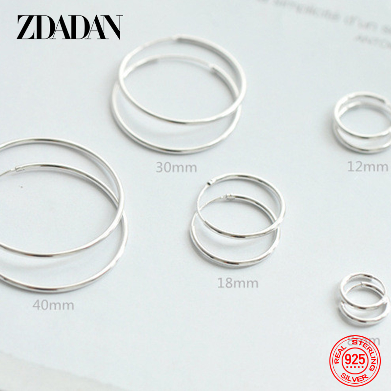 ZDADAN стерлингового серебра 925, круглые серьги-кольца для женщин, модные ювелирные аксессуары, оптовая продажа