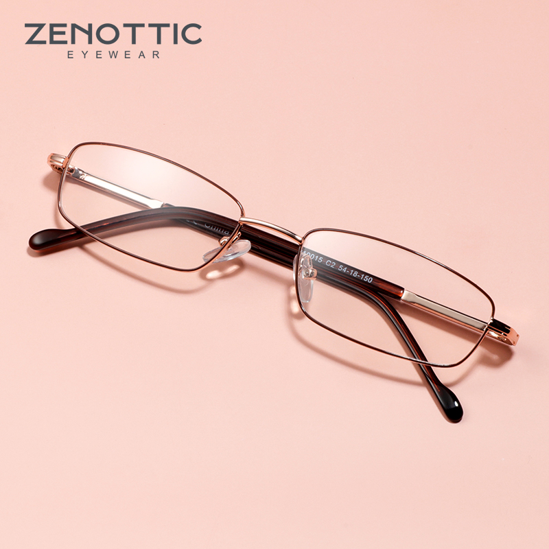 ZENOTTIC Small Rectangle Glasses Women for Ladies Men Metal Optical Spectacles Full Rim Frame