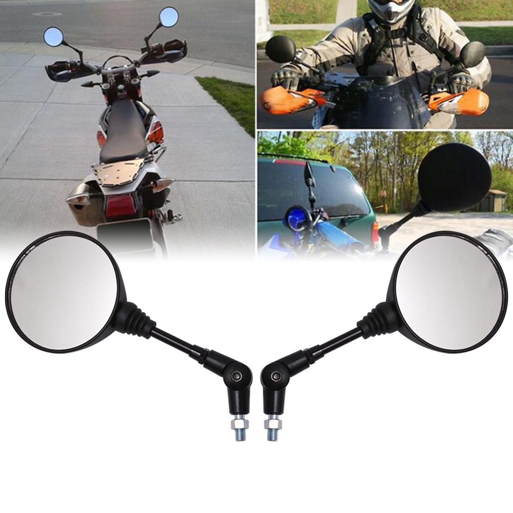 Motorrad Schwarz Universal 10mm Seitenspiegel Rückspiegel Anti-Fall Klapp Runde Spiegel