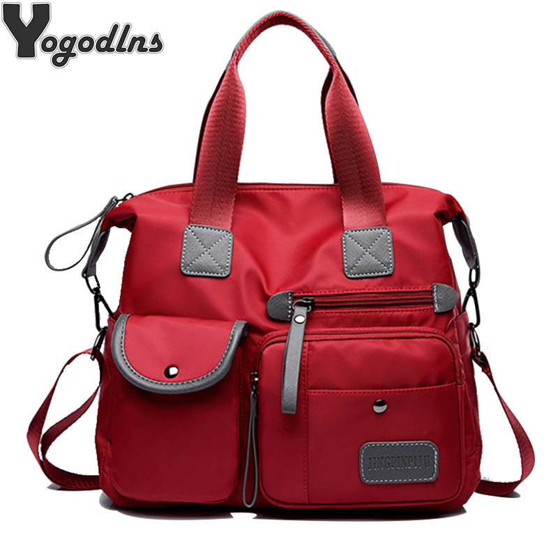 Tas Tangan Kasual Multifungsi untuk Wanita Kapasitas Besar Tas Selempang Nilon Tas Bahu Tote Bolsa Feminina