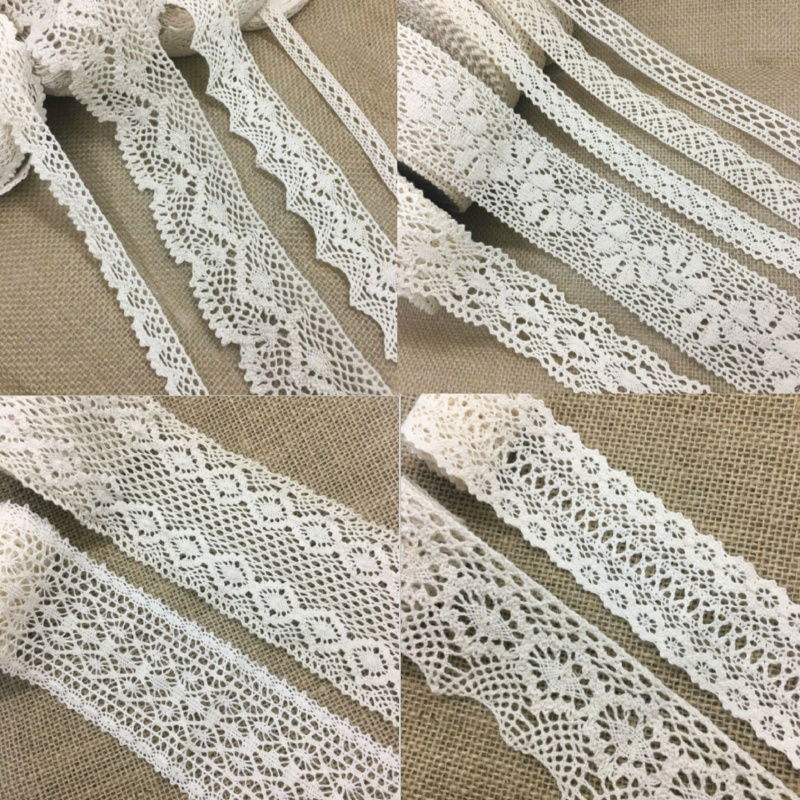 5Yards1cm-6cm  Beige White Lace Webbing Cotton Ribbon for Handmade DIY Craft Christmas Easter Marriage Deco Gift Floral Packing