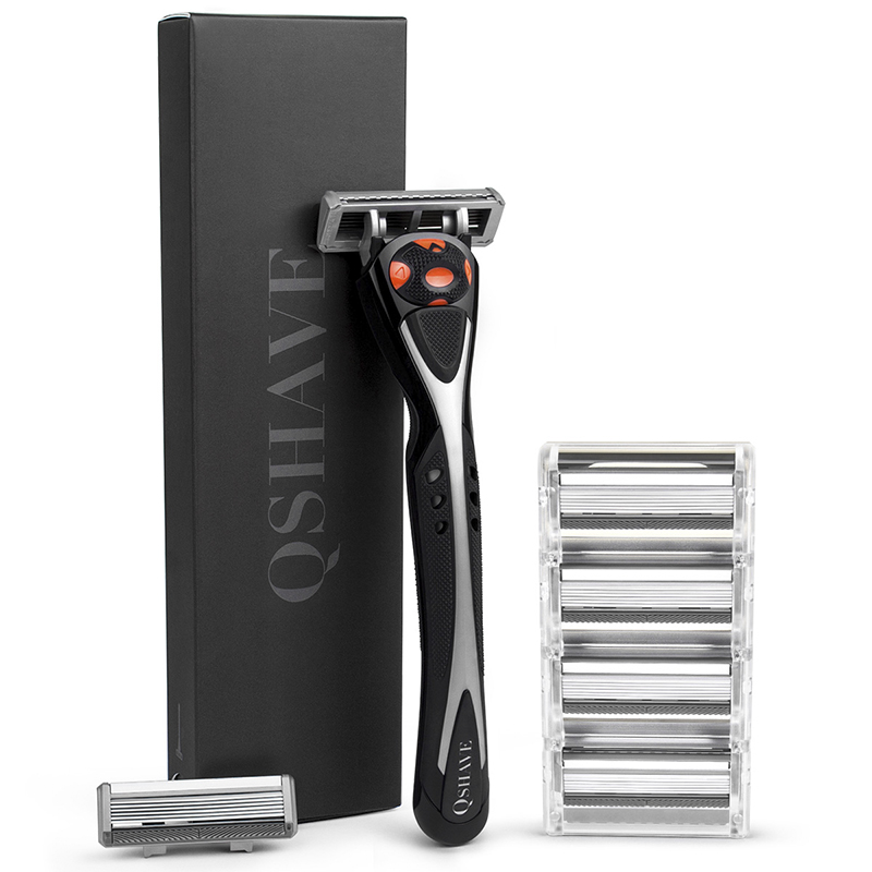 QSHAVE Black Spider Man Manual Gran Afeitadora de afeitar (mango de 1 pieza, hoja X6) de 6 piezas)