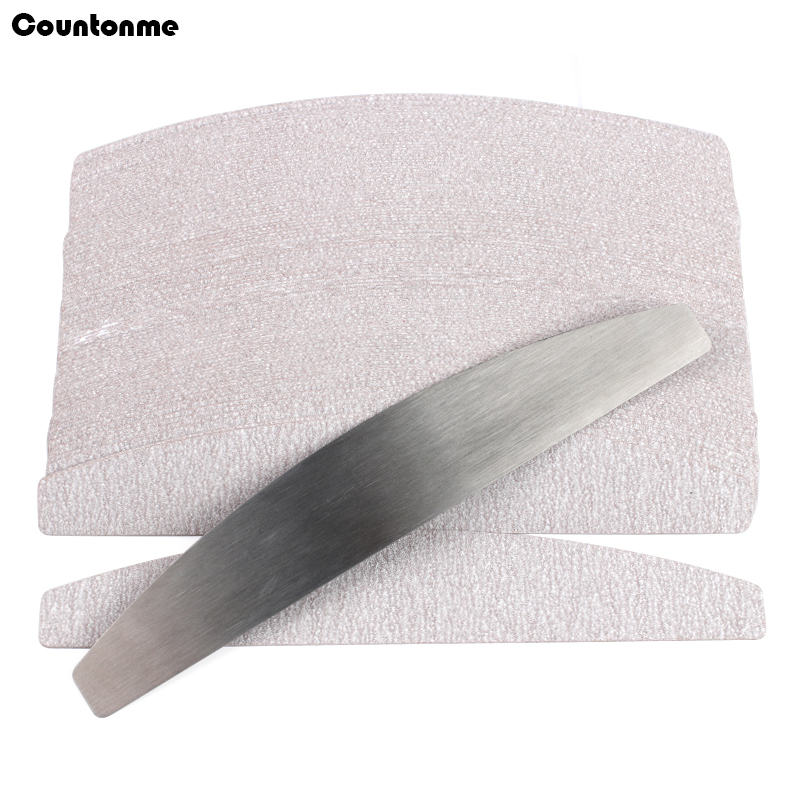 Lima per unghie in carta vetrata di ricambio da 100 pezzi con manico in metallo Tampone rimovibile 100/180 Strisce bifacciale Lime per nail art per manicure