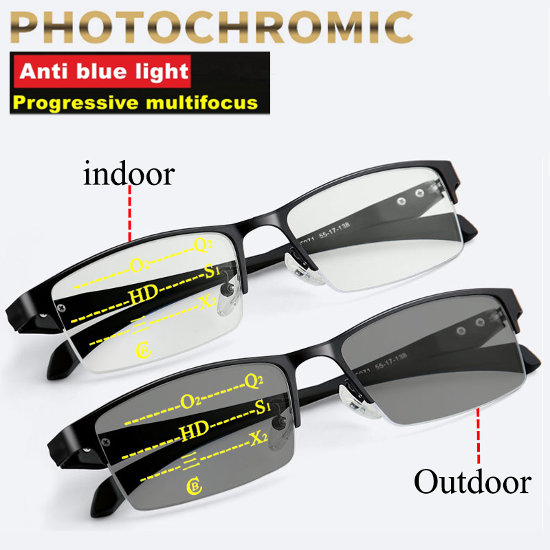 Lunettes de lecture photochromiques progressives pour hommes et femmes, multi-focus, Anti-rayons bleus, UV400, pour ordinateur, hypermétropie, 2025