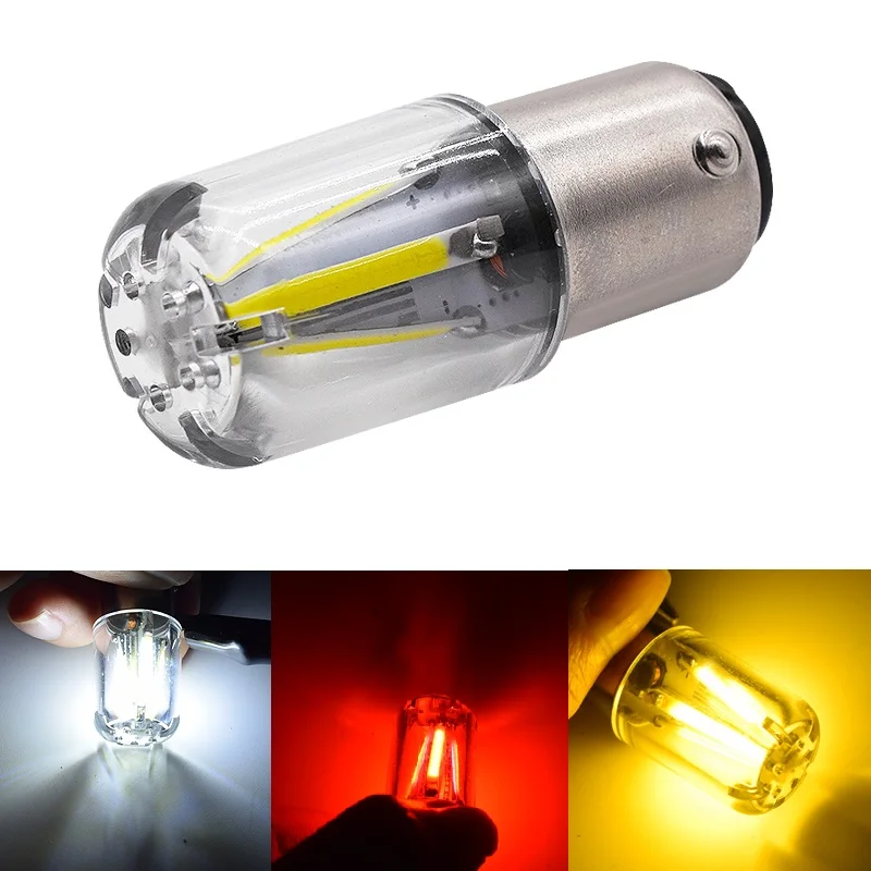 Черная Светодиодная лампа накаливания, 12 В, 1156 P21W BA15S 1157 BAY15D COB, 1 шт.