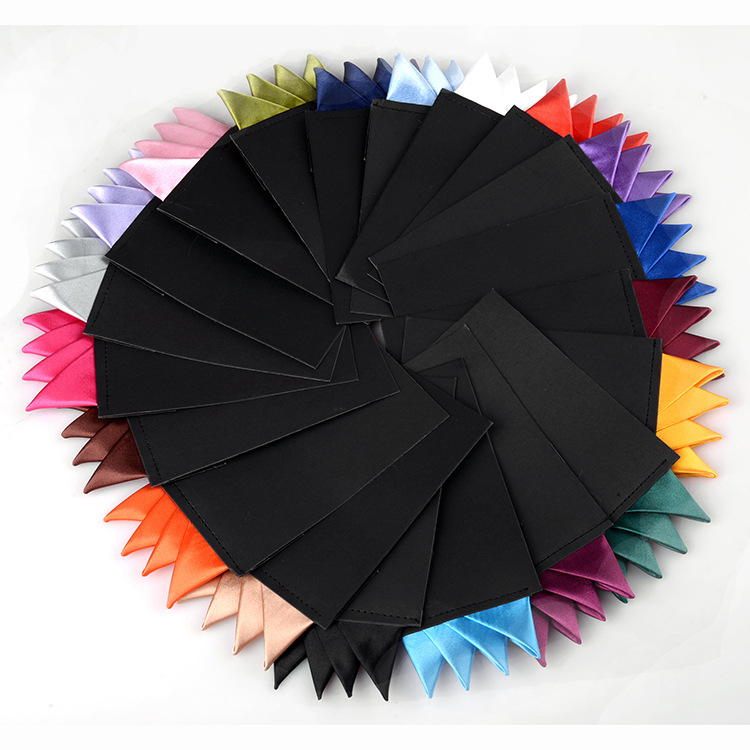 Lenços de seda quadrados de bolso pré-dobrado para homens, toalha de peito, cor doce, festa de casamento formal, preto, branco, vermelho