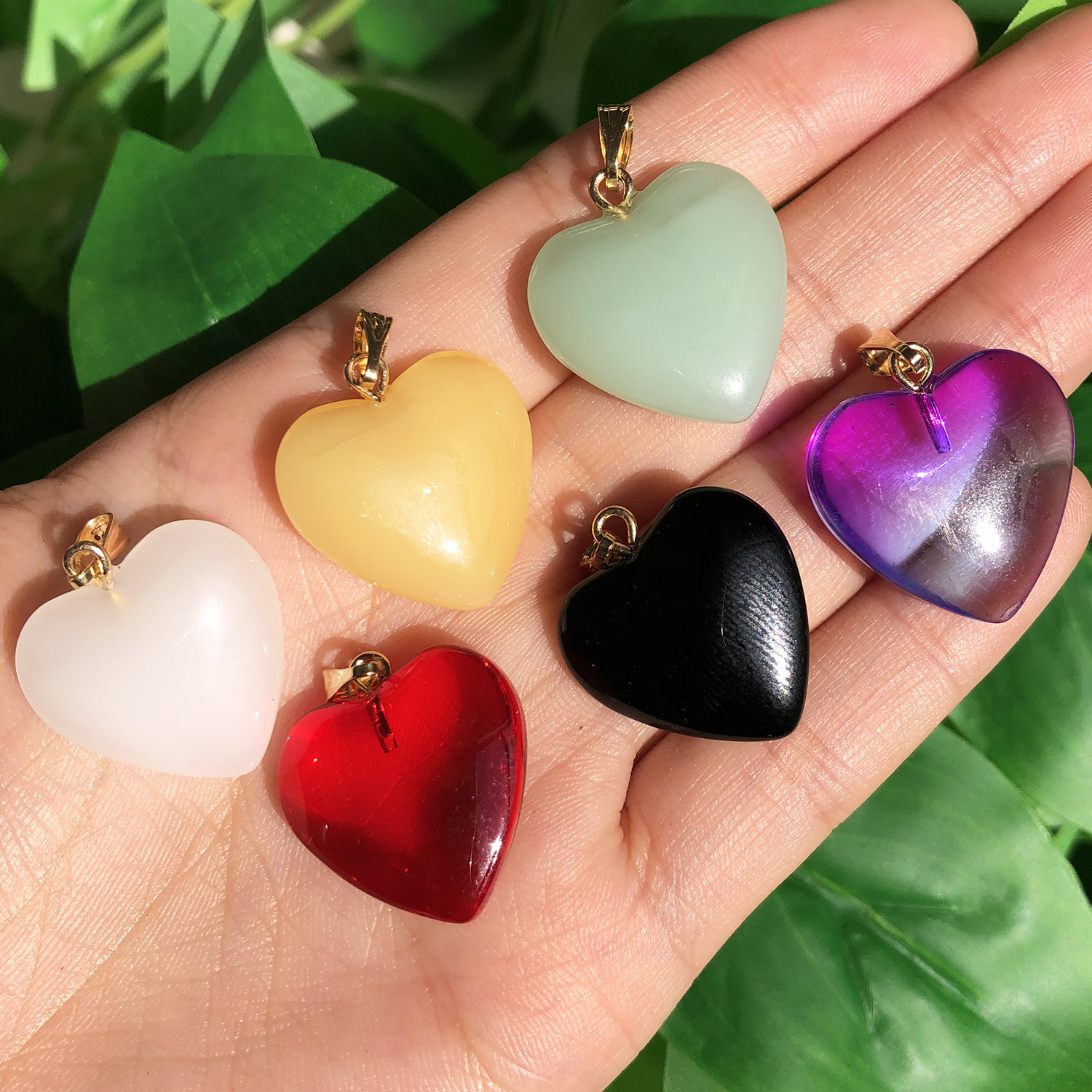 10 piezas de corazón de amor checo, cuentas colgantes de cristal de Color degradado, 20x20mm para fabricación de joyas, collar Diy