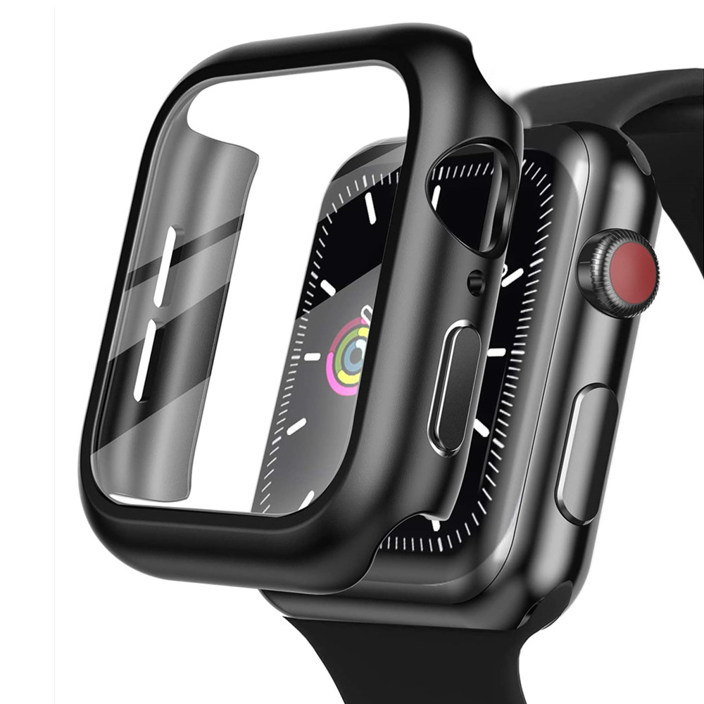 Szkło + etui do zegarka Apple Series 7 6 5 4 3 SE 45mm 41mm 44mm 40mm 42mm/38 iWatch ochraniacz ekranu + osłona akcesoria do zegarka Apple