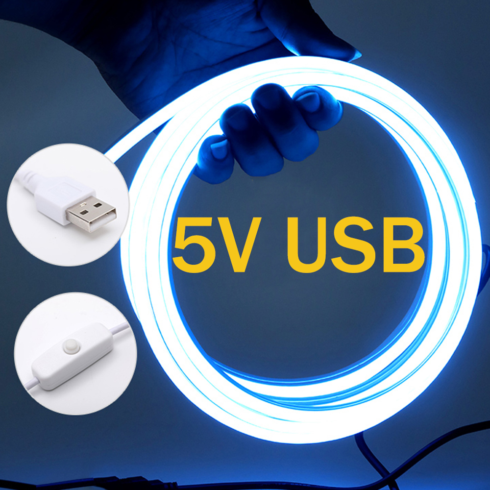 USB Powered DC 5V แบบยืดหยุ่นนีออน2835 120Leds/M ริบบิ้นไฟ LED Strip กันน้ำ Neon Sign เชือกพร้อมสวิตช์เปิด/ปิด