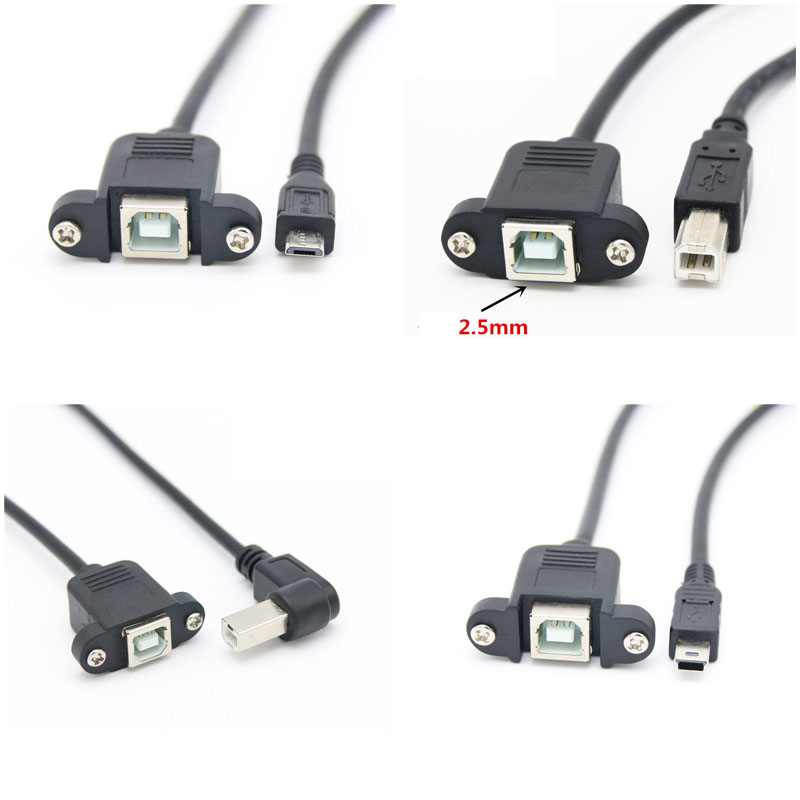 USB 2.0 B męski na USB B żeński drukarka mocowanie panelu na Micro usb Mini rodzaj usb-przedłużacz kabla cmale złącze śrubowe stopień