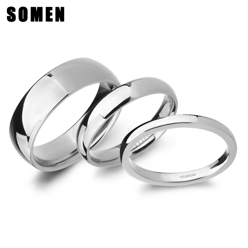 Somen 2mm/4mm/6mm anillo de titanio de Color plata pulida para mujer banda de boda suave minimalismo anillos apilados simples joyería femenina