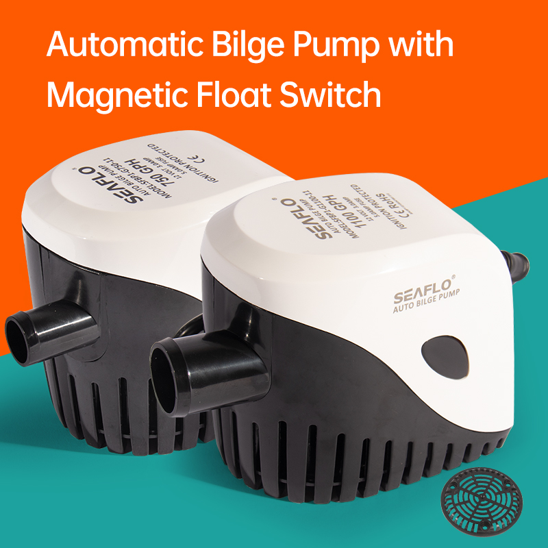 Bomba de sentina automática para barco, bomba de agua eléctrica sumergible CC, pequeña, 12 V, 750, 1100 GPH, automática