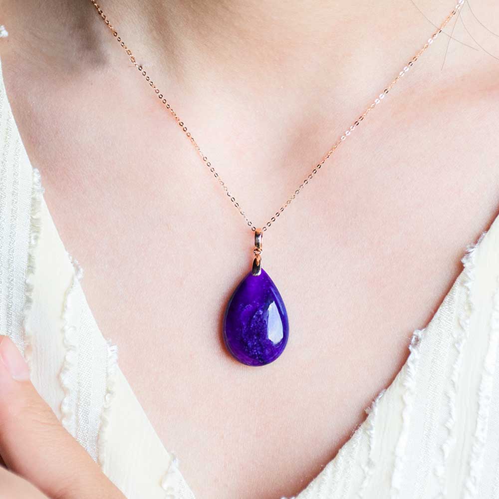 VANTJ-colgante de cristal púrpura Natural para mujer y hombre, cuentas de gota de agua, piedra de sudáfrica, joyería