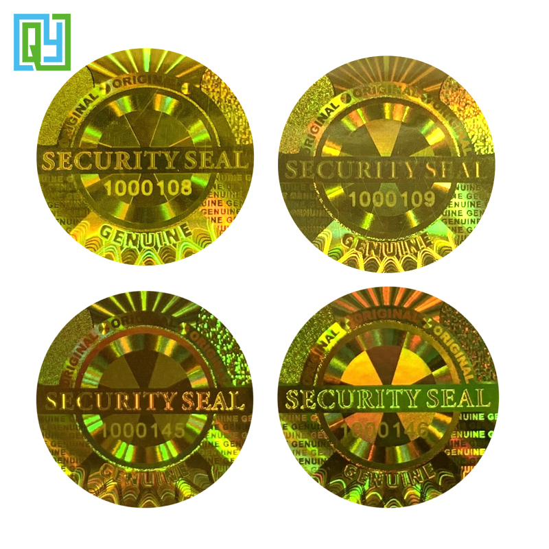 100 pièces 20x20mm cercle Original véritable Anti-fake garantie vide sceau de sécurité 3D doré holographique numéro de série autocollant étiquette