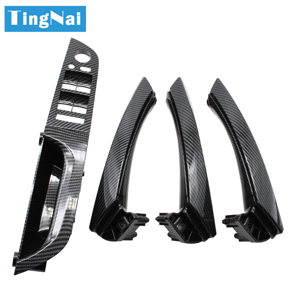LHD Lewy uchwyt drzwi wewnętrznych z włókna węglowego Panel podłokietnika Pełny zestaw do BMW serii 3 E90 E91 316 318 320 325 328