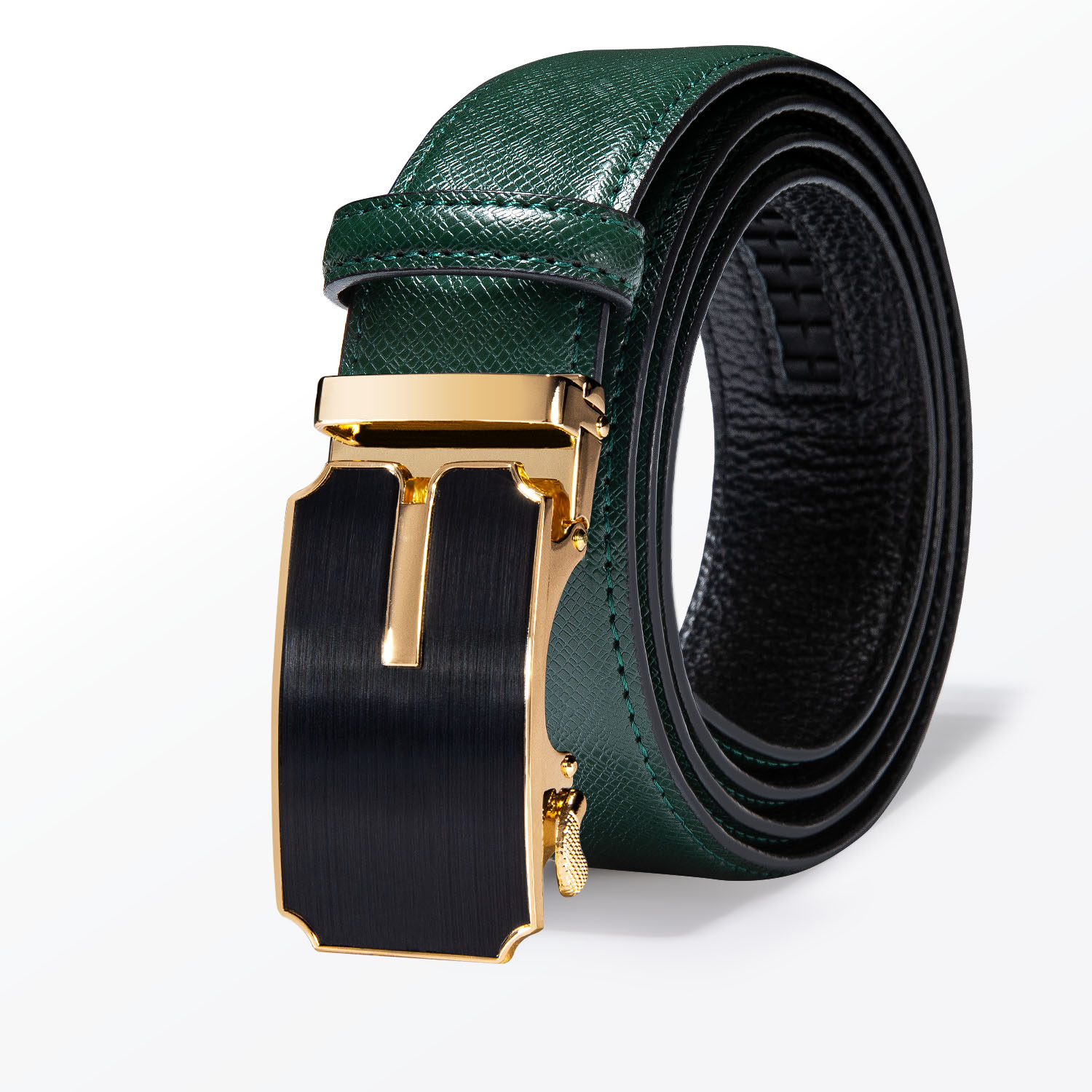 Cinture in pelle verde di qualità per uomo cinture Casual da lavoro fibbia automatica in metallo nuovi Jeans moda pantaloni pantaloni cintura