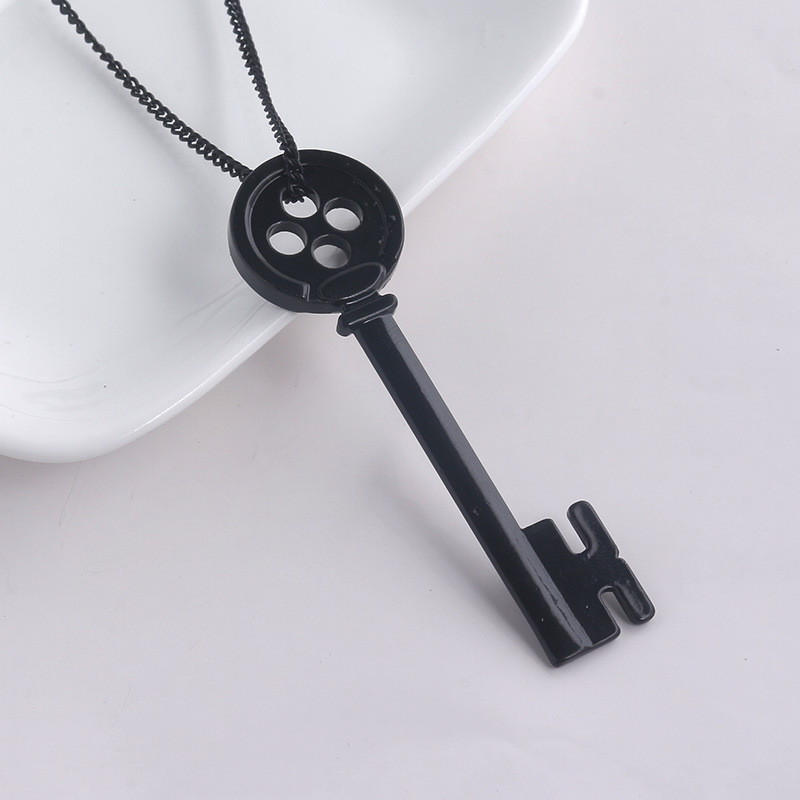 Film Coraline Collana Gioielli Bottone nero Chiave della porta segreta Collane con ciondolo Accessori cosplay