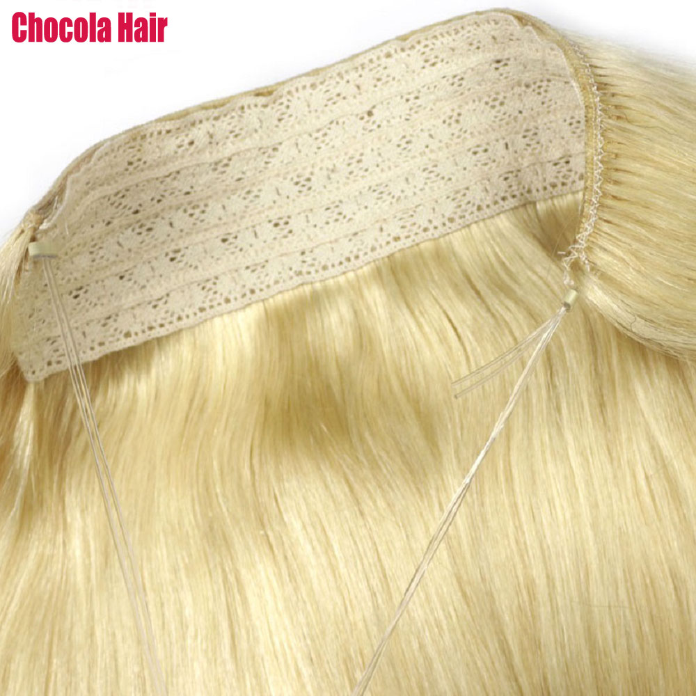 Wire Remy  Human Hair Extensions  In One Piece Set 100% Brazilian Natural Halo Human Hair Extensions No Clip