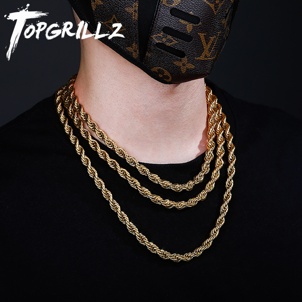 TOPGRILLZ 8 мм цепочка из нержавеющей стали 18 "20" 24 "Золотое ожерелье в стиле хип-хоп модные ювелирные изделия для мужчин Вечерние