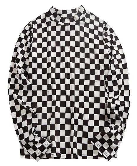 T-shirt explorez ecs à carreaux pour femmes, damier à grille, noir, blanc, décontracté, mode, automne