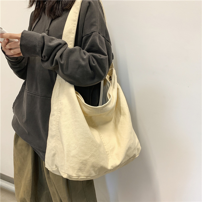 CGCBAG 2024 tas bahu wanita Shopper tas jinjing kanvas wanita polos sederhana kapasitas besar tas selempang wanita tas tangan desainer